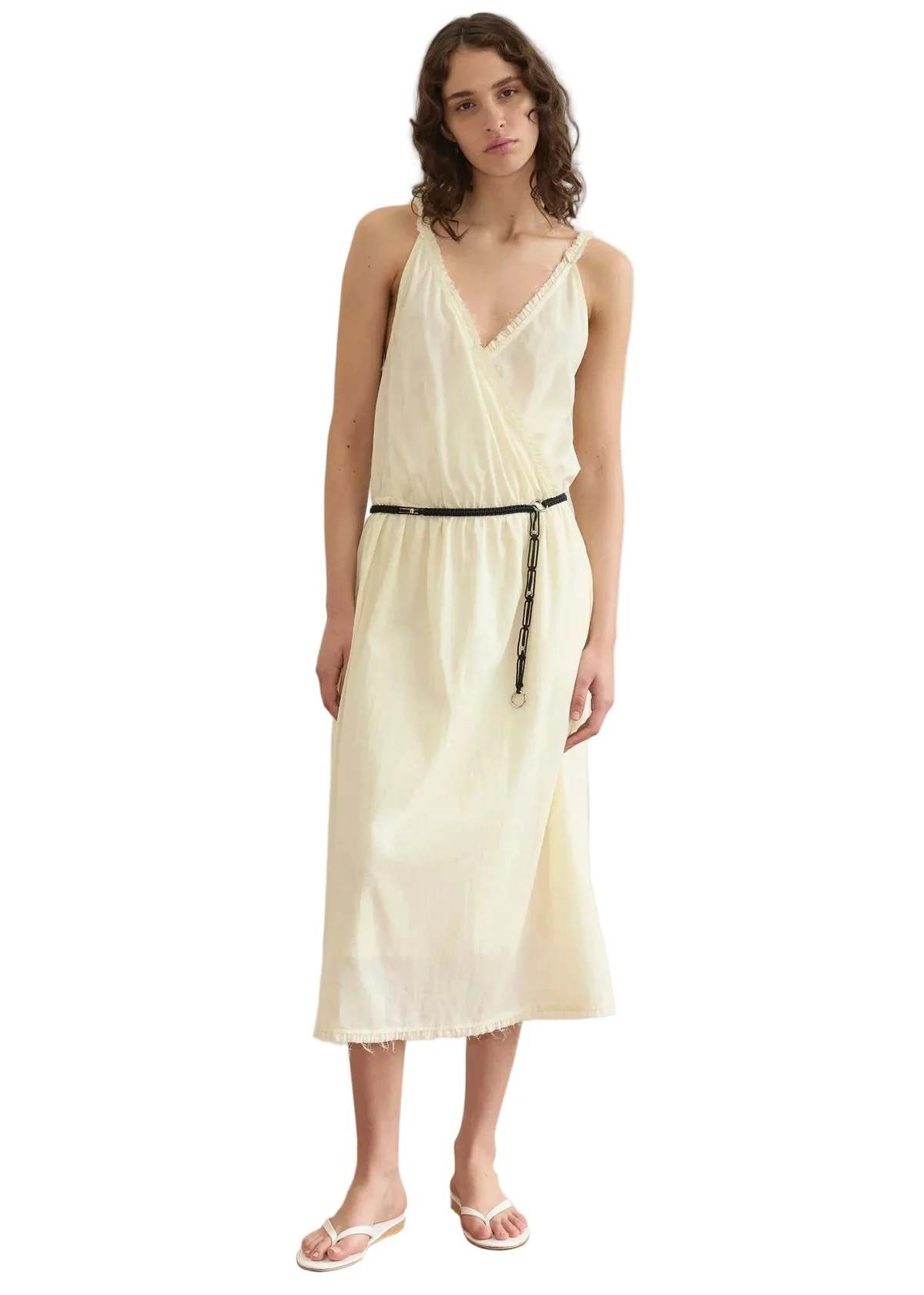 Deiji Studios Crossed Dress - Soft Yellow Stripe - Image 4 of 6