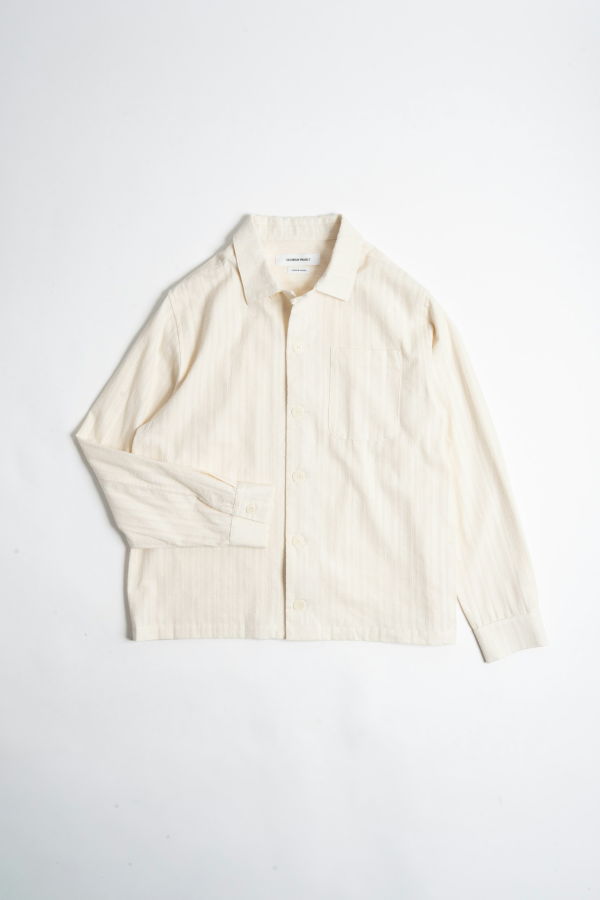 Saturday Project Jacquard Overshirt Shirt - Ecru Stripe