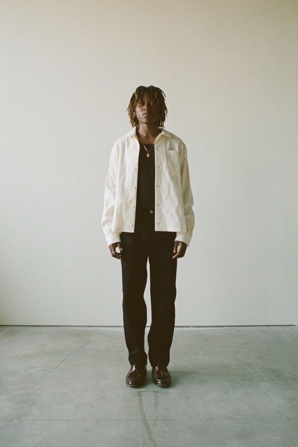 Saturday Project Jacquard Overshirt Shirt - Ecru Stripe