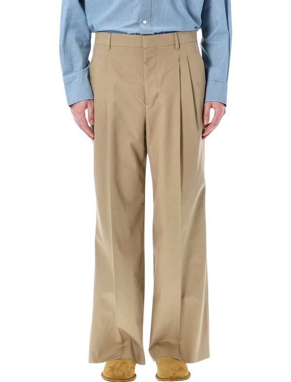 Ami Alexandre Mattiussi Ami Paris Low-Rise Wide Cotton Trousers - Beige