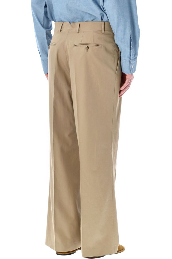 Ami Alexandre Mattiussi Ami Paris Low-Rise Wide Cotton Trousers - Beige