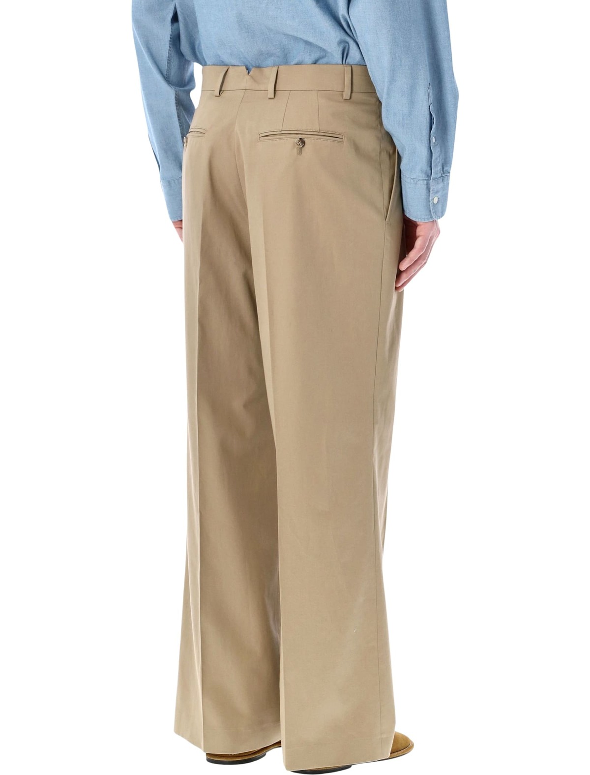 Ami Alexandre Mattiussi Ami Paris Low-Rise Wide Cotton Trousers - Beige - Image 2 of 3