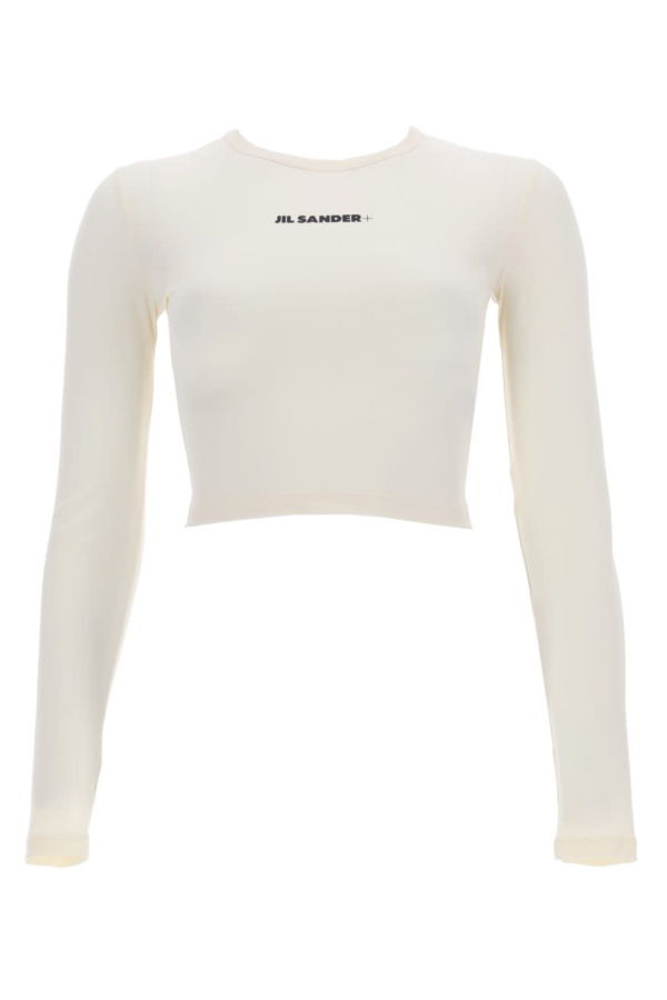 Jil Sander Cropped Top With Logo Top - White