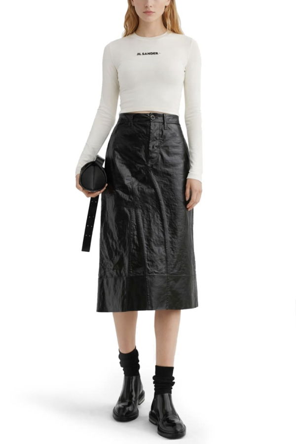 Jil Sander Cropped Top With Logo Top - White