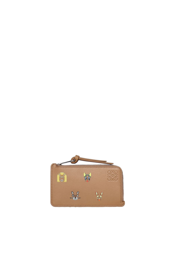 LOEWE Cats Card Holder With Coin Pocket In Calfskin - Mocha