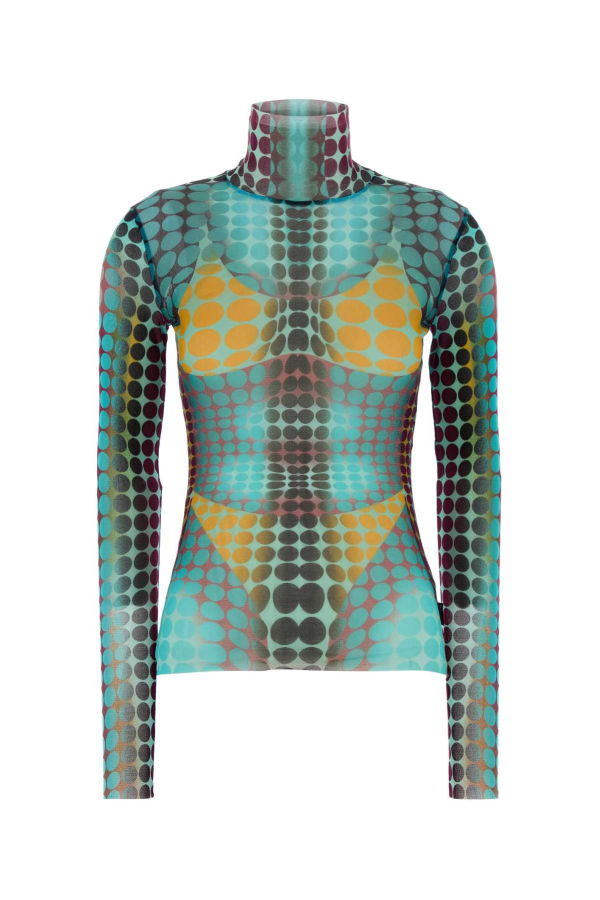 Jean Paul Gaultier Printed Mesh Top - BLUEPURPLEYELLOW