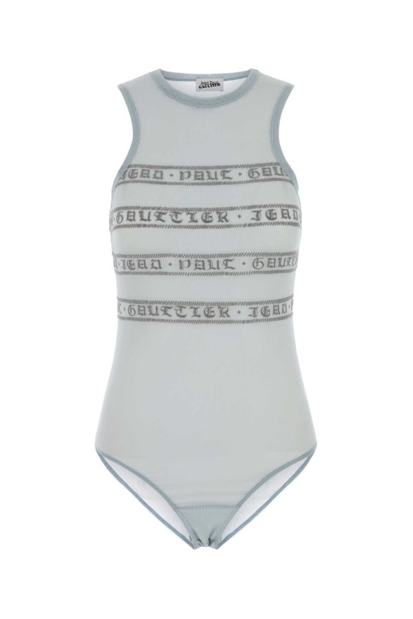 Jean Paul Gaultier Pastel Light Blue Stretch Mesh Bodysuit - Light Blue
