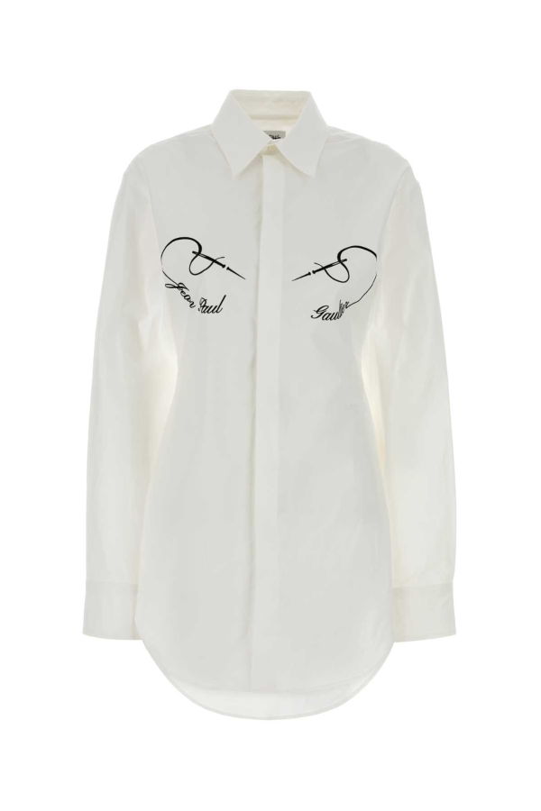 Jean Paul Gaultier White Stretch Poplin Shirt - White/Black