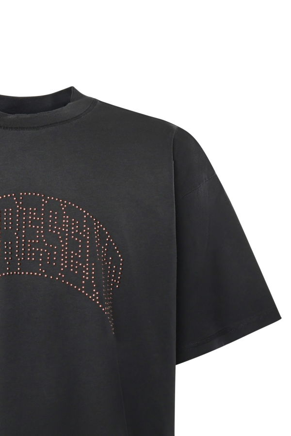 Represent Embellished Cotton T-Shirt - Stained Black