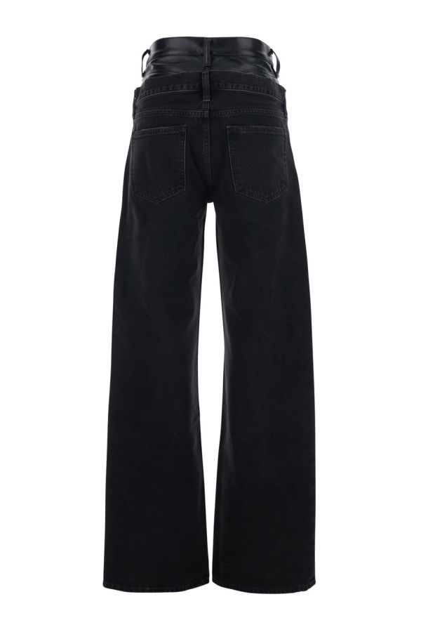 AGOLDE Elson Jeans with Double-Layered Waist and Leather Details - Black