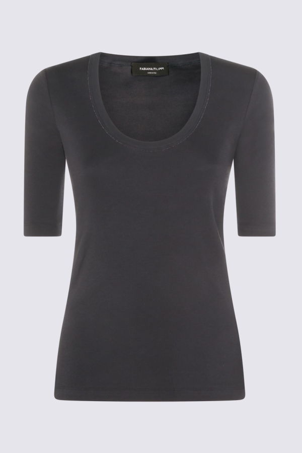 Fabiana Filippi Navy Cotton Top - Blue