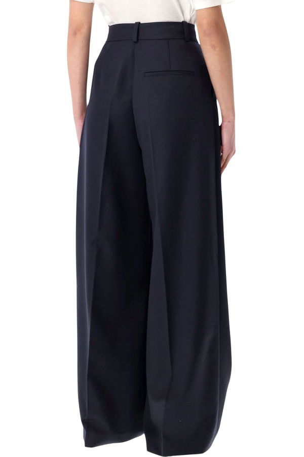 Anine Bing Lou Wool Blend Wide Trousers - Navy