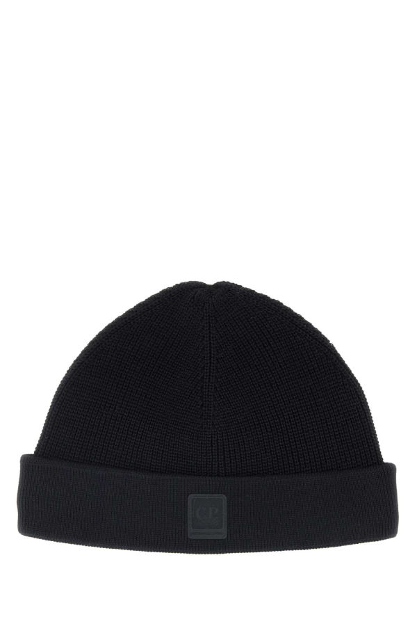 C.P. Company Cotton Beanie Hat - Black