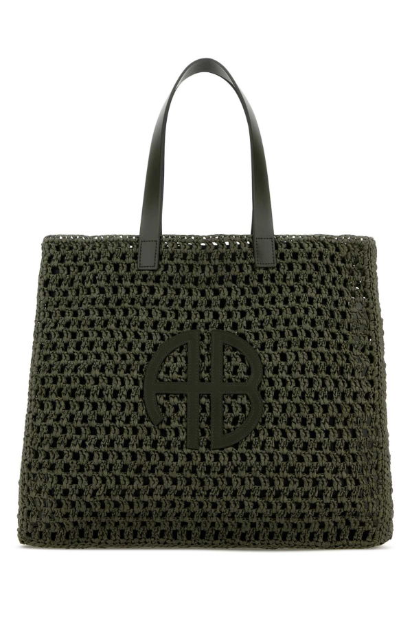 Anine Bing Large Rio Crochet Tote Bag - Military Green