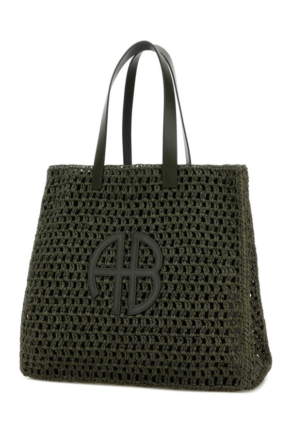 Anine Bing Large Rio Crochet Tote Bag - Military Green