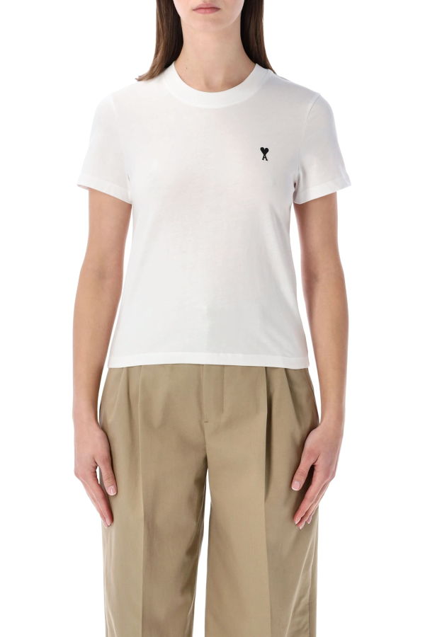 Ami Alexandre Mattiussi Ami Paris Ami De Cœur Cropped T-Shirt - White