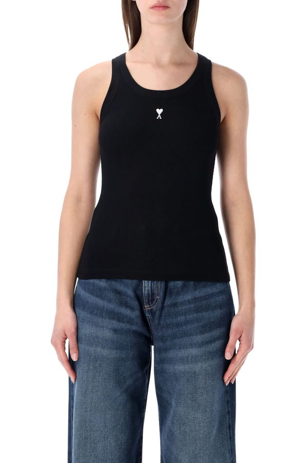 Ami Alexandre Mattiussi Ami Paris Ami De Coeur Rib Tank Top - Black