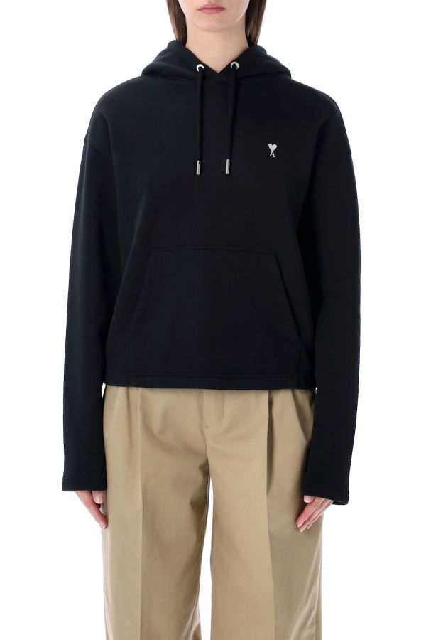 Ami Alexandre Mattiussi Ami Paris Ami De C Ur Cropped Hoodie - Black