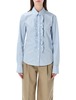 Ami Alexandre Mattiussi Ami Paris Ruffled Cotton Poplin Shirt - Light Blue - Thumbnail 1