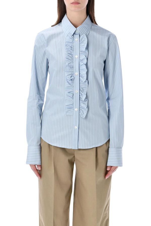 Ami Alexandre Mattiussi Ami Paris Ruffled Cotton Poplin Shirt - Light Blue