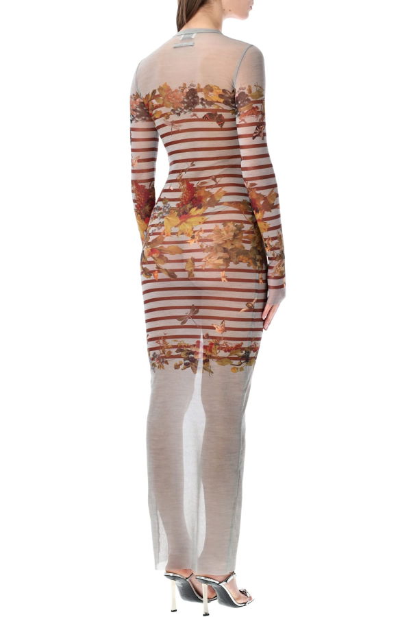 Jean Paul Gaultier Marinière Mesh Long Dress - Light Blue Multi