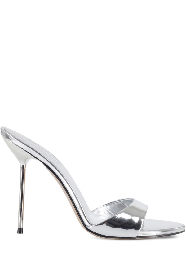 Paris Texas Lidia Leather Mules - Silver