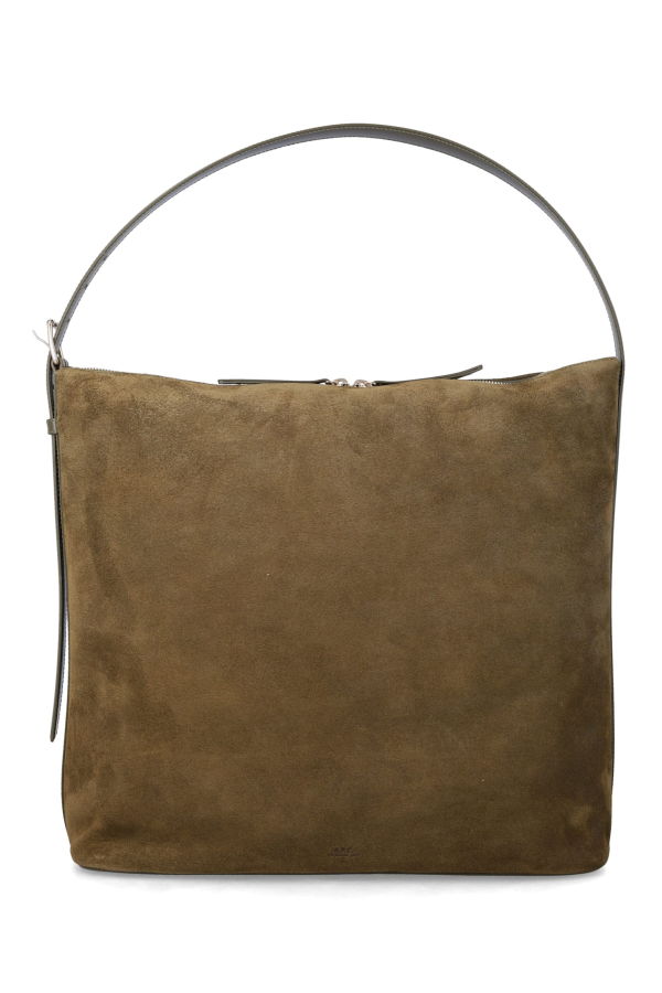 A.P.C. Vera Maxi Suede Shoulder Bag - Dark Khaki