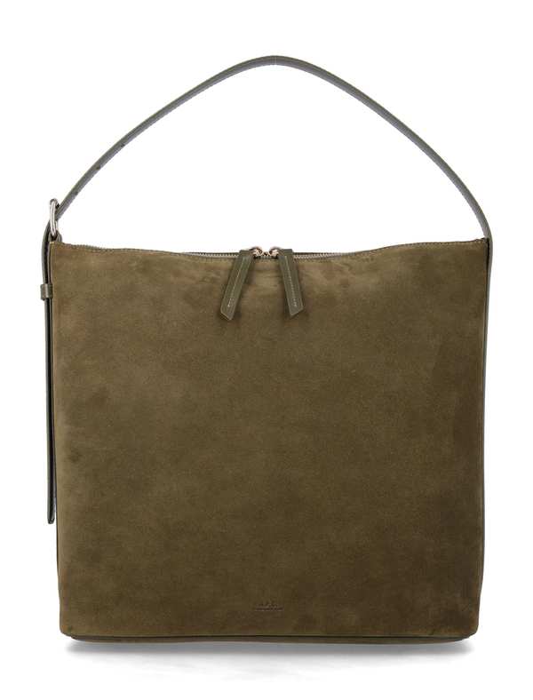 A.P.C. Vera Leather Shoulder Bag With Adjustable Strap - Dark Khaki A.P.C. Vera Leather Shoulder Bag With Adjustable Strap - Dark Khaki