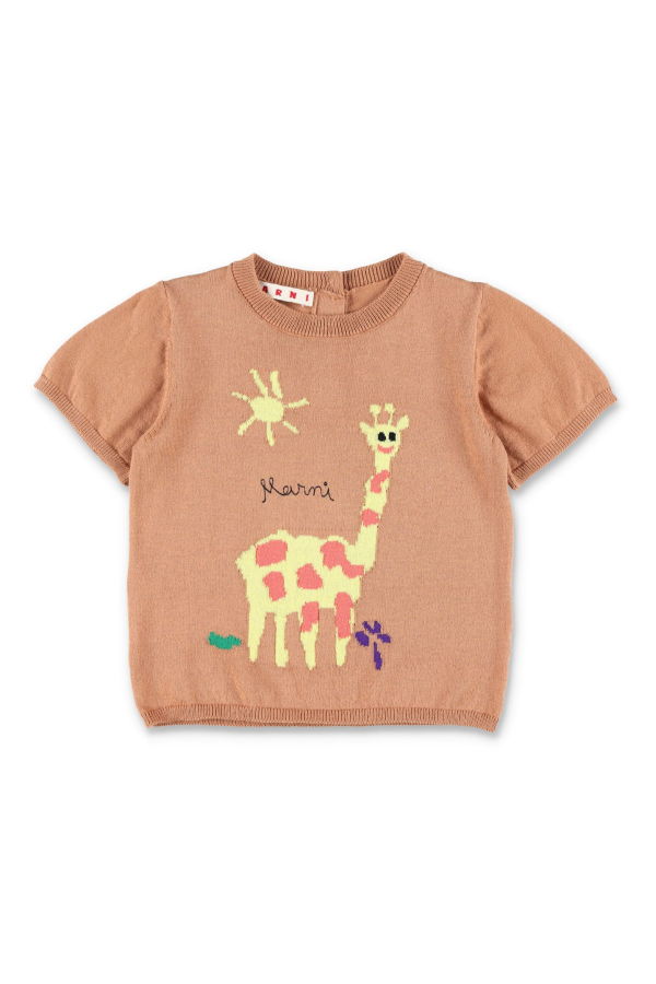 KIDS Marni Knit Set With Giraffe - Brown