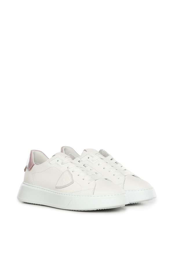 Philippe Model Temple Leather Sneaker - White/Mauve