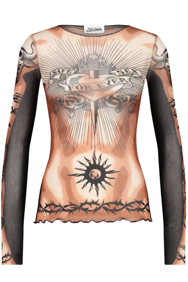 Jean Paul Gaultier Safe Sex Tattoo Print Top - Multicolour