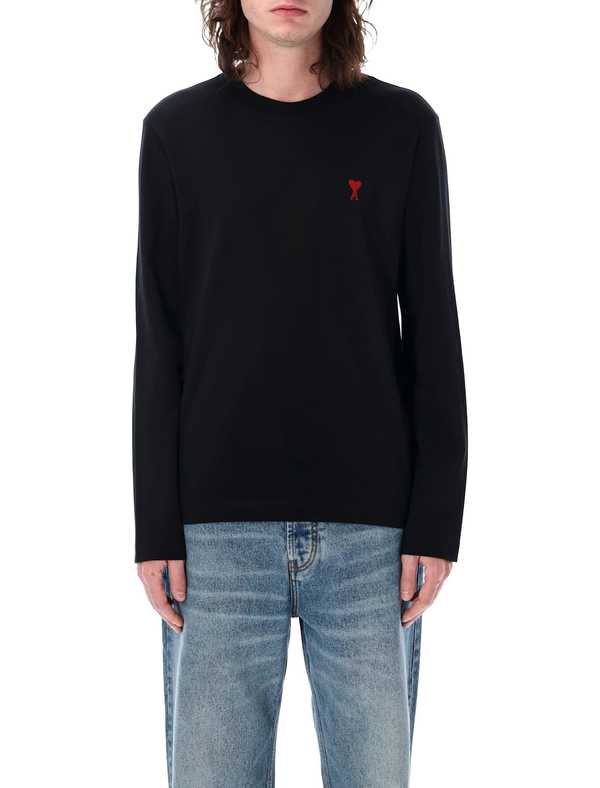 Ami Alexandre Mattiussi Ami Paris Long-Sleeve Ami De Coeur T-Shirt - Noir