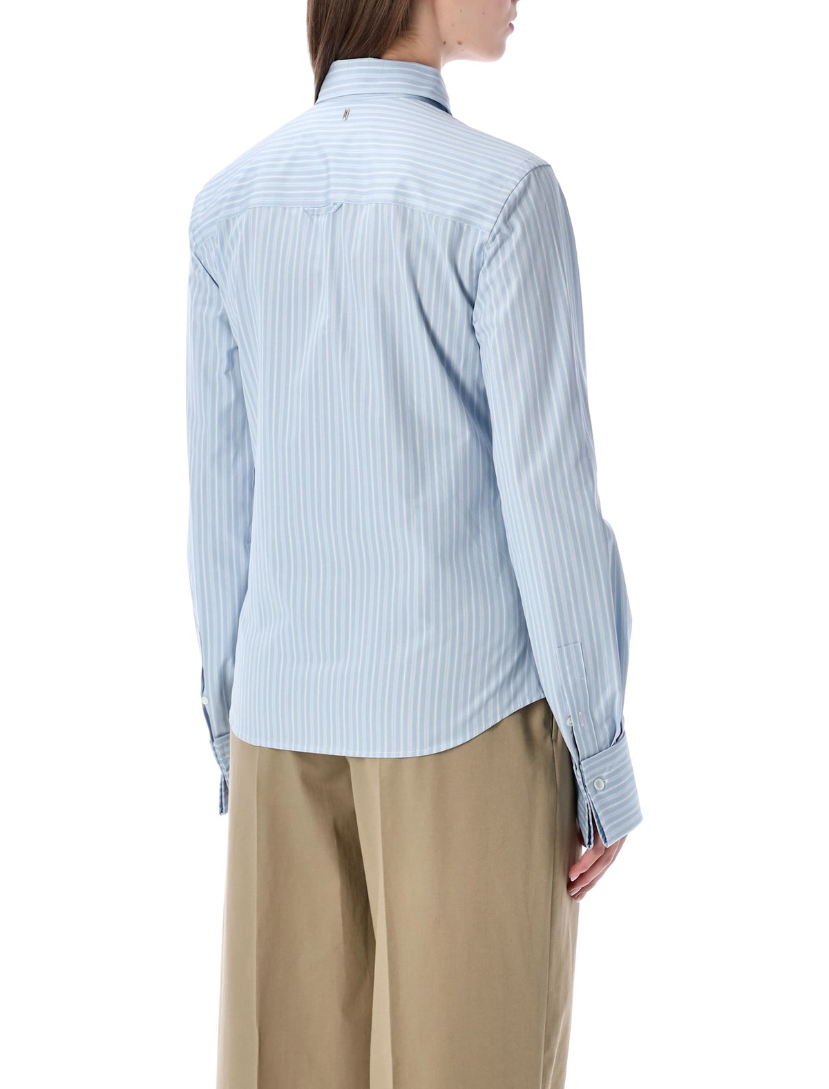 Ami Alexandre Mattiussi Ruffled Cotton Poplin Shirt - Light Blue - Image 2 of 3