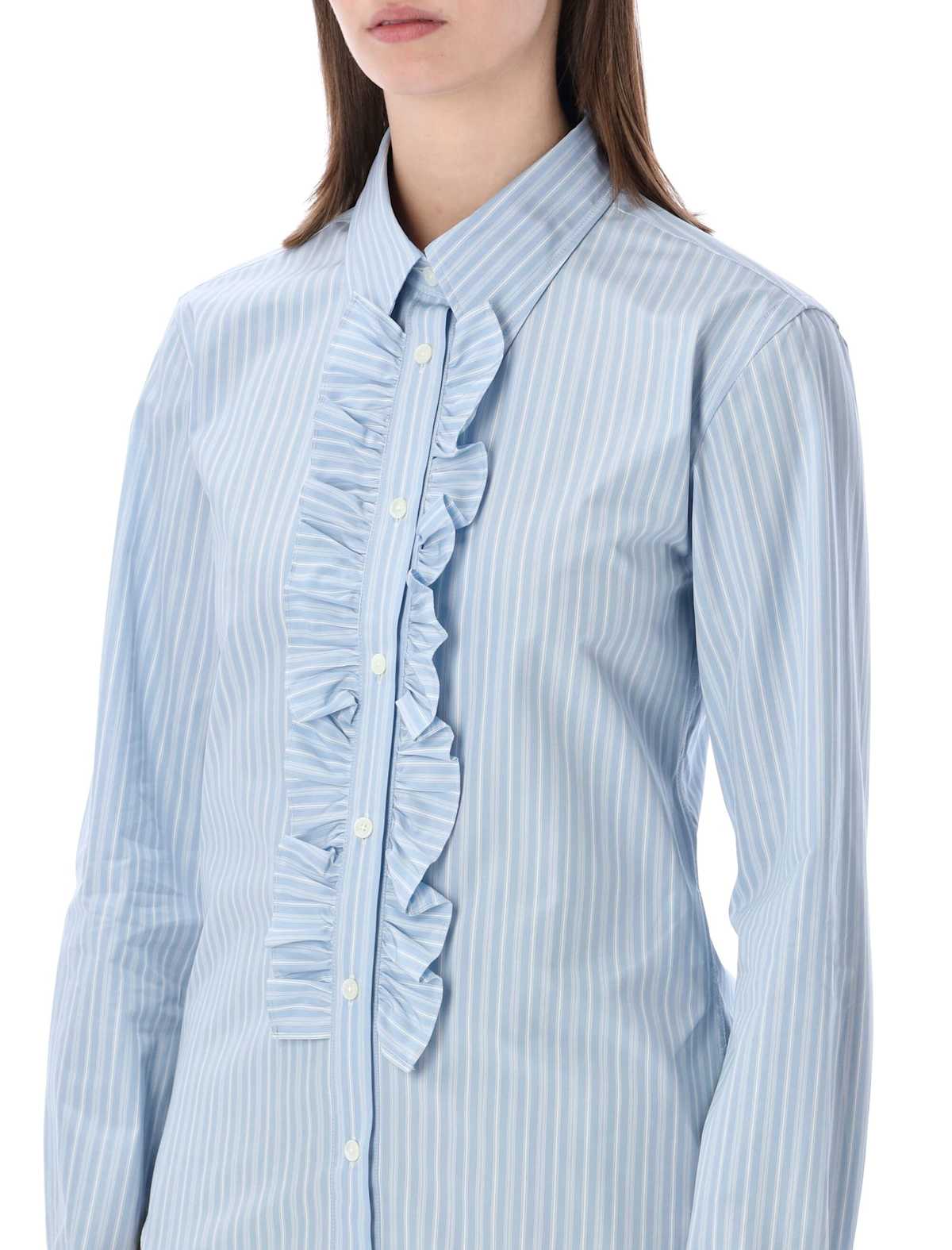 Ami Alexandre Mattiussi Ruffled Cotton Poplin Shirt - Light Blue - Image 3 of 3