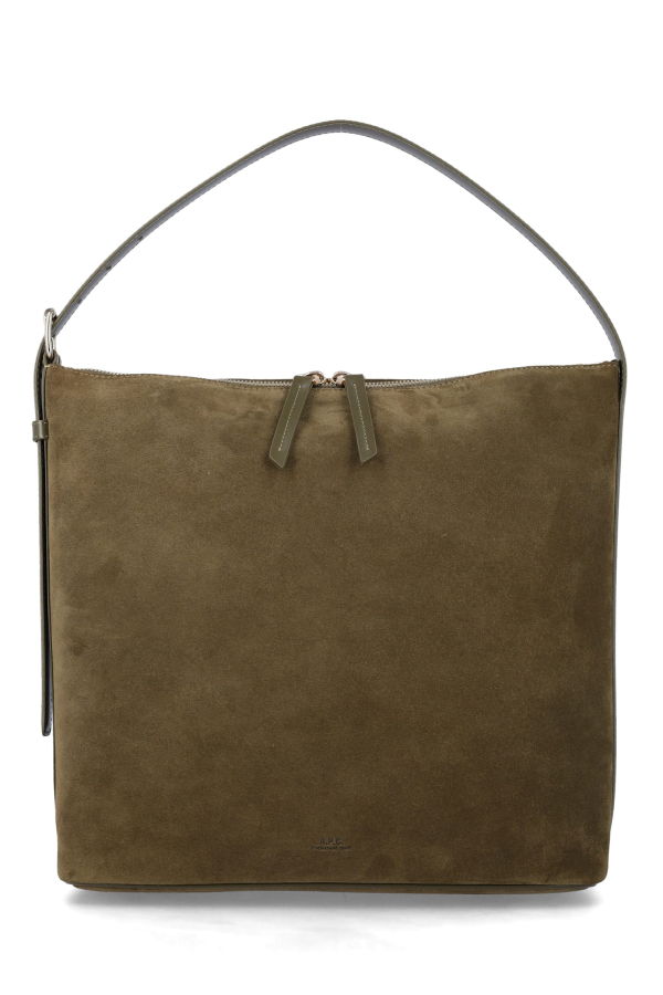 A.P.C. Vera Leather Shoulder Bag With Adjustable Strap - Dark Khaki