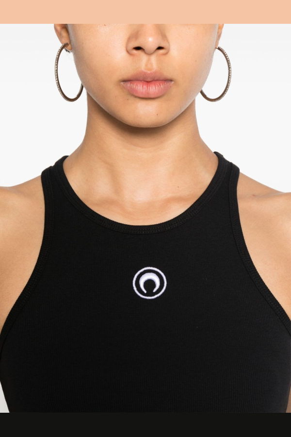 MARINE SERRE Moon Cotton Tank Top - Black