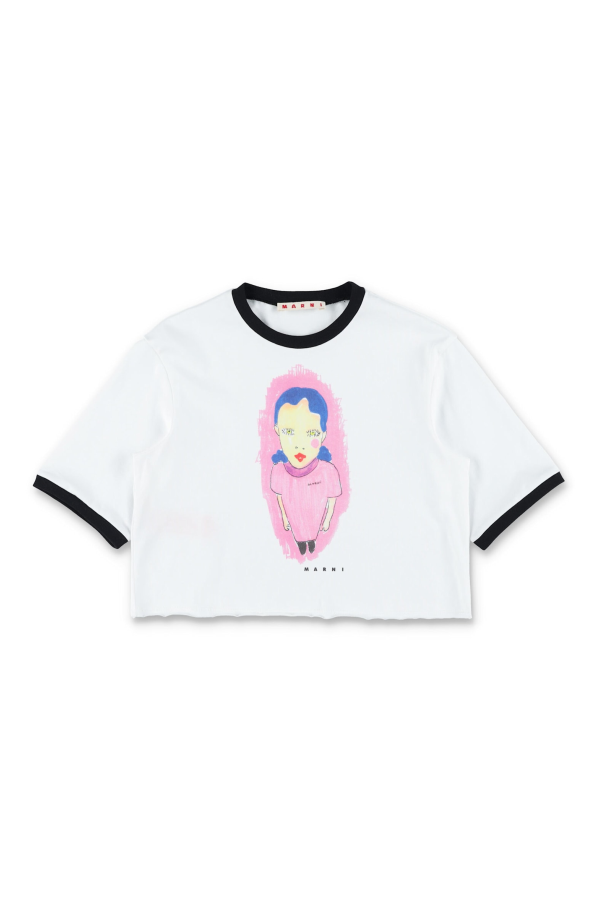 KIDS Marni Printed Cropped T-Shirt - White