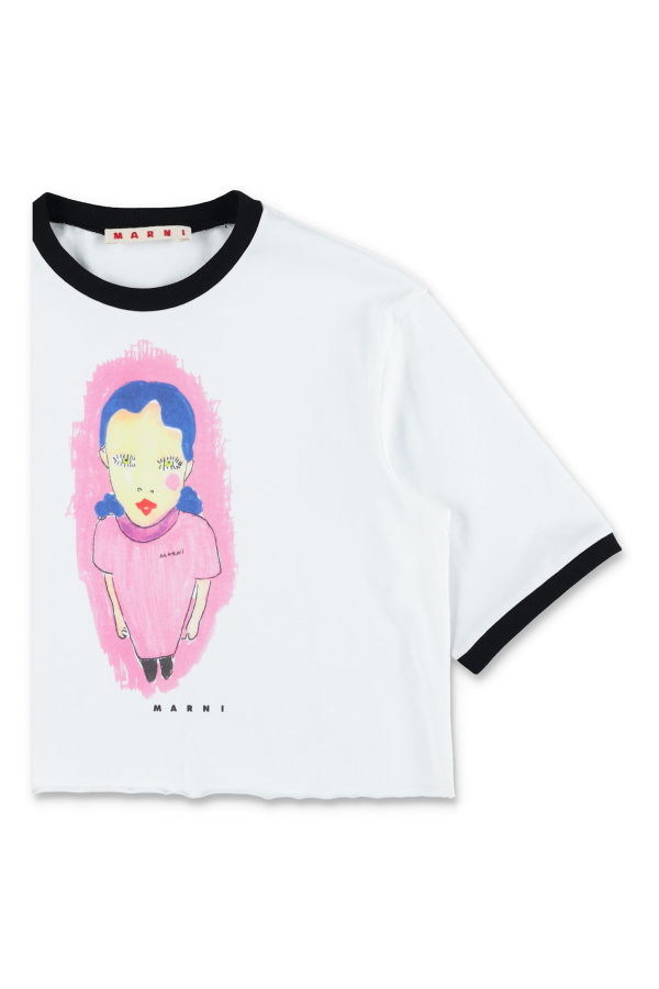 KIDS Marni Printed Cropped T-Shirt - White