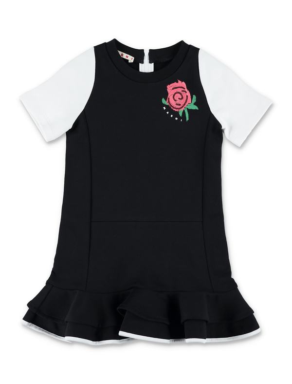 KIDS Marni Jersey Dress With Rose - Black