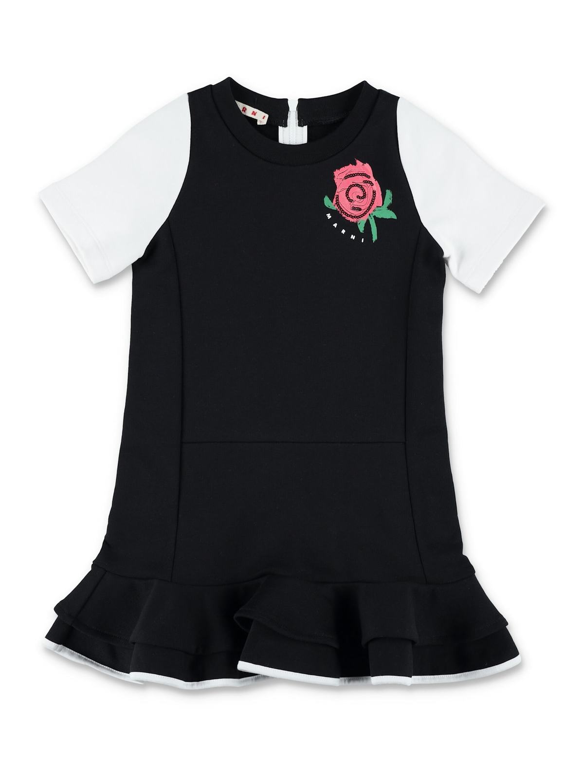 KIDS Marni Jersey Dress With Rose - Black - Image 1 of 3