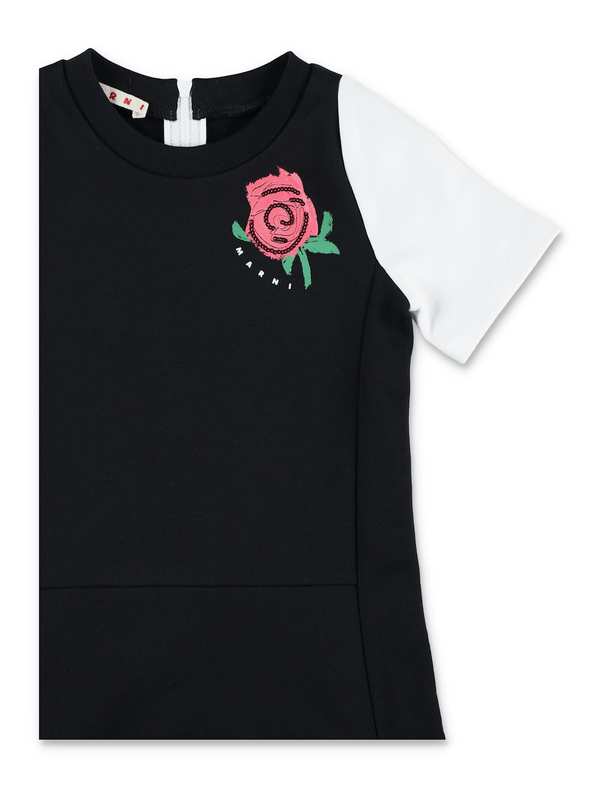 KIDS Marni Jersey Dress With Rose - Black