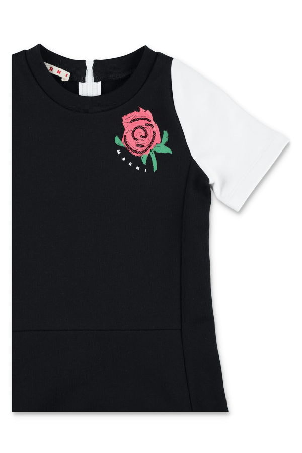 KIDS Marni Jersey Dress With Rose - Black
