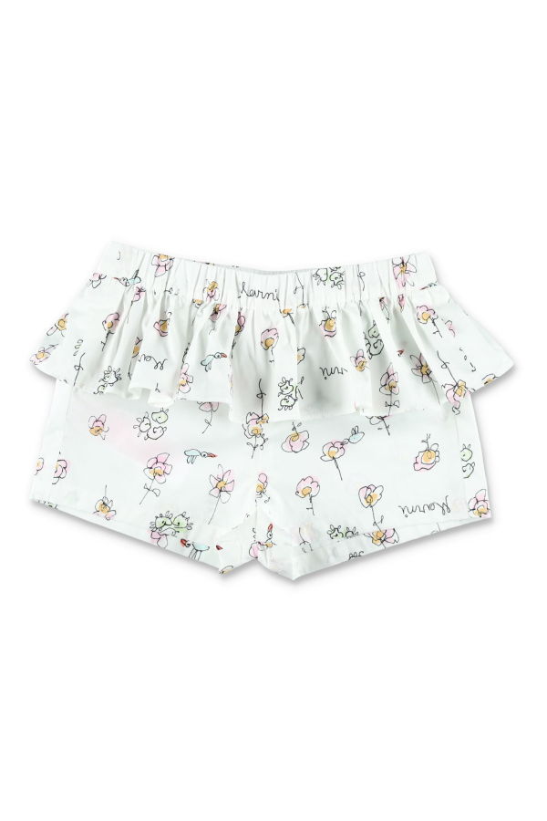 KIDS Marni Baby Floral Cotton Shorts - White