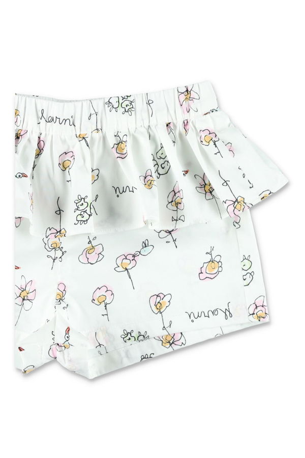 KIDS Marni Baby Floral Cotton Shorts - White