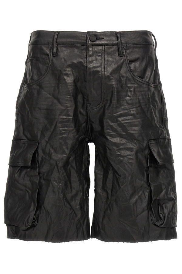 PURPLE High Shine Cargo Bermuda Shorts - Black