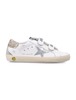 KIDS Golden Goose Old School Leather and Glitter Heel Sneakers - White/Silver - Thumbnail 1