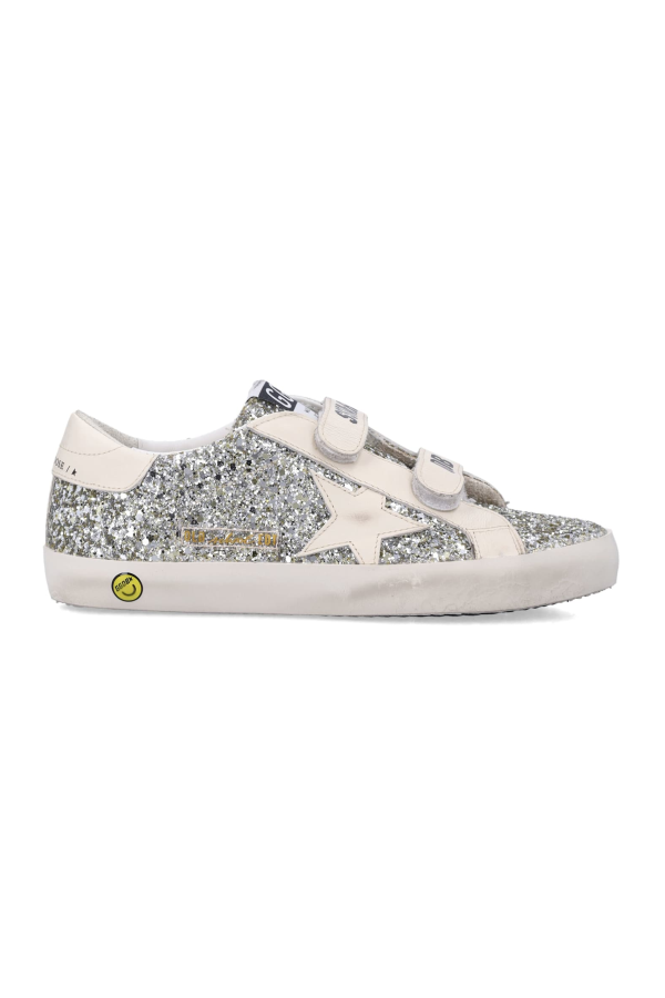 KIDS Golden Goose Old School Glitter And Leather Sneakers - Platinum/Cream