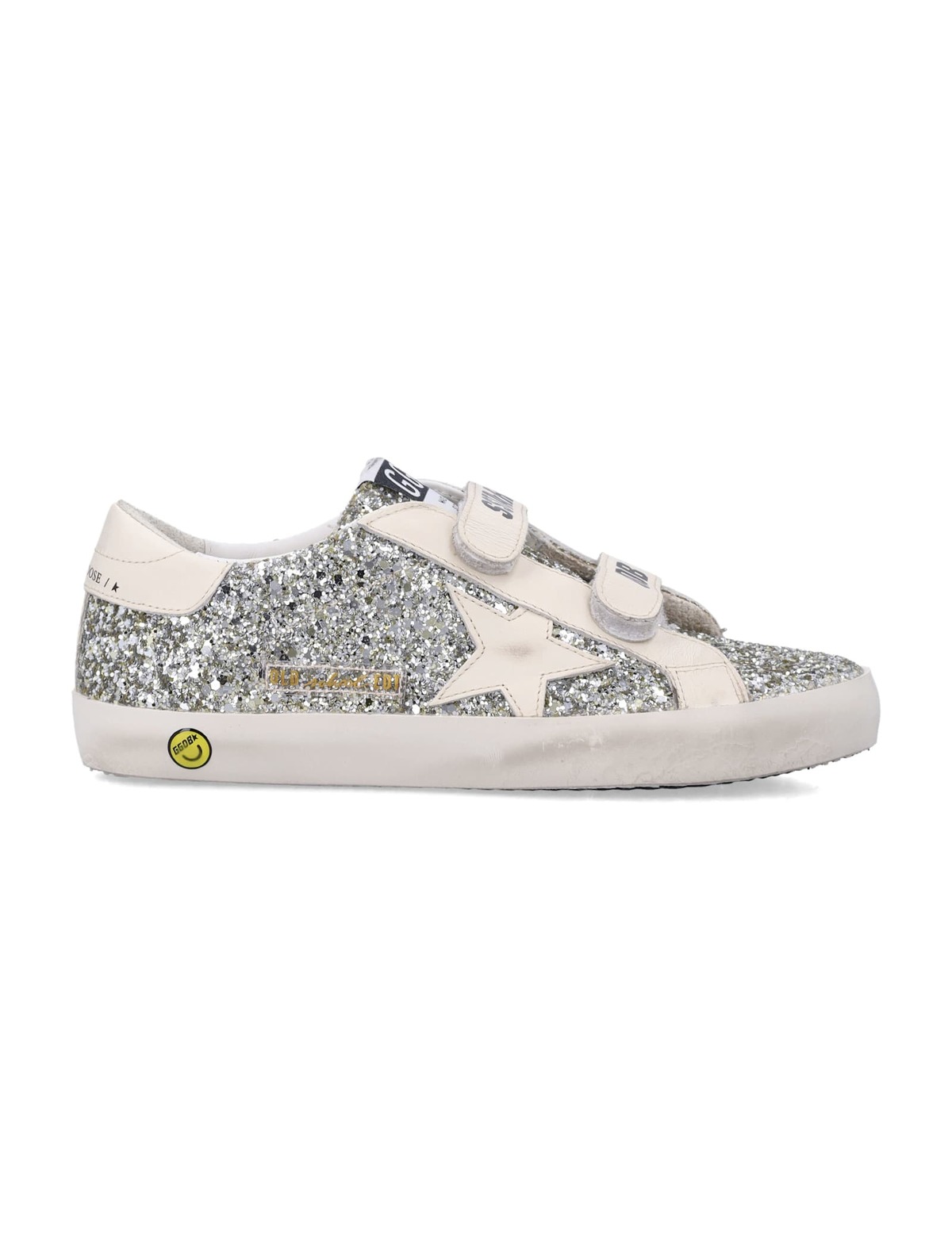 KIDS Golden Goose Old School Glitter And Leather Sneakers - Platinum/Cream - Image 1 of 4