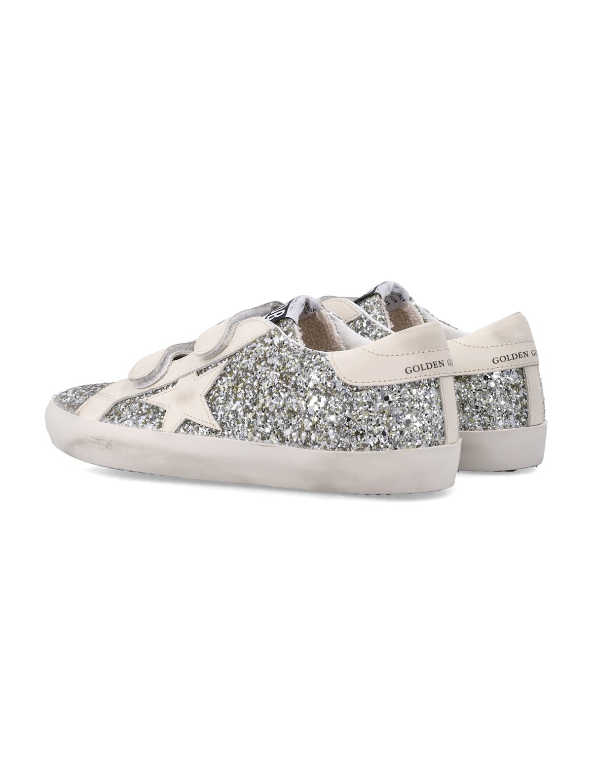 KIDS Golden Goose Old School Glitter And Leather Sneakers - Platinum/Cream - Image 4 of 4