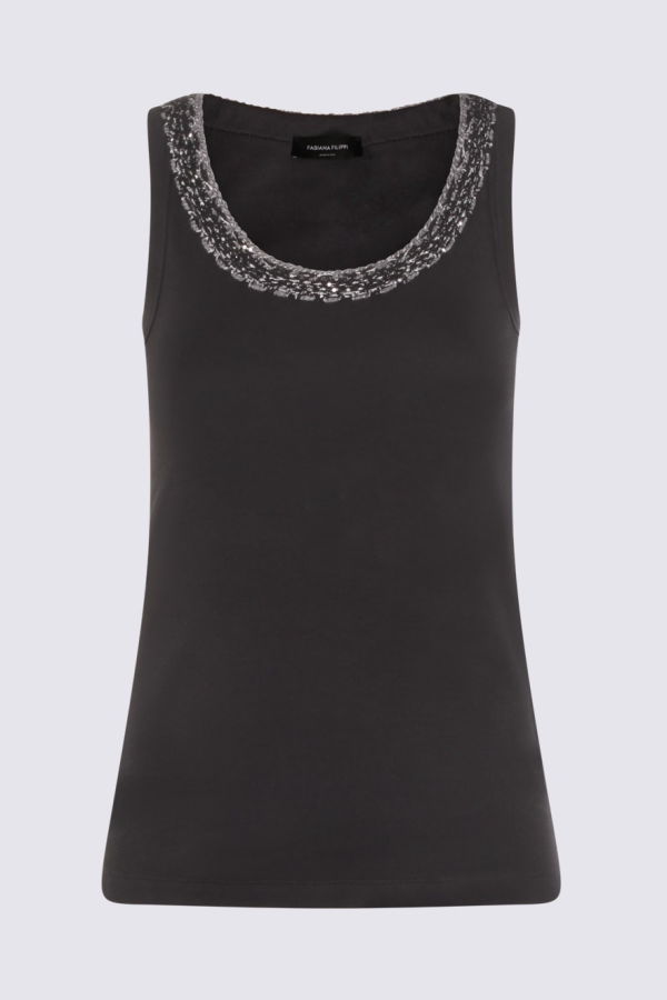 Fabiana Filippi Navy Cotton Top Tank Top - Blue